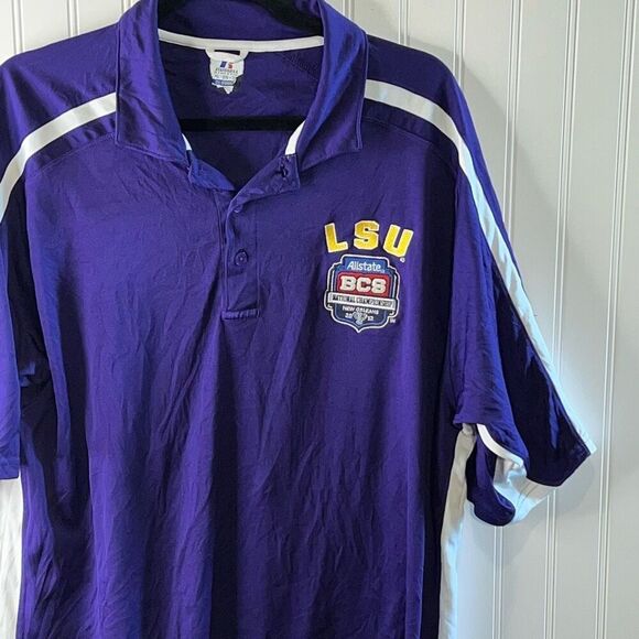 Russell Athletic VTG LSU Tigers BCS Patch Dri Power Shirt Men’s X Large Purple - Picture 3 of 7